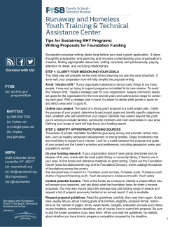 Tips for Sustaining RHY Programs: Writing Proposals for Foundation