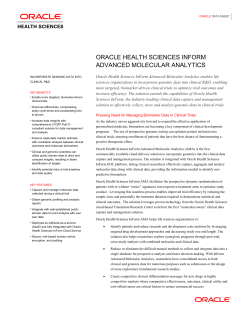 Oracle Health Sciences InForm Advanced Molecular Analytics