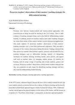 Teaching strategies - Mentoring for Effective Teaching
