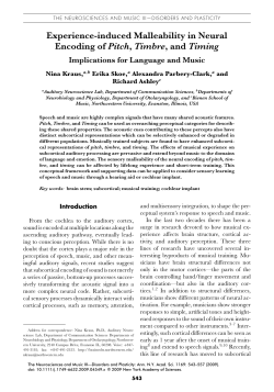 Experienceinduced Malleability in Neural Encoding of Pitch, Timbre