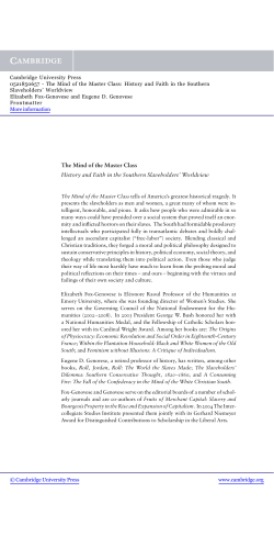 The Mind of the Master Class History and Faith in the Southern