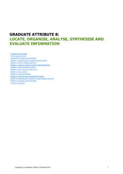 Graduate Attribute 8: Locate, Organise, Analyse, Synthesise and