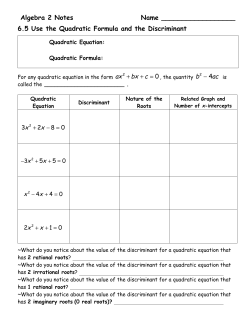 A2 6.5 Quadratic formula