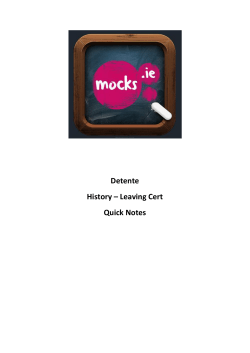 Detente History &ndash; Leaving Cert Quick Notes