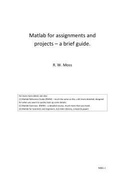 Matlab for assignments and projects &ndash; a brief guide.