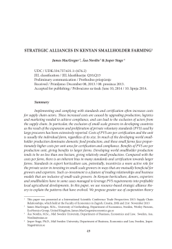 STRATEGIC ALLIANCES IN KENYAN SMALLHOLDER FARMING1