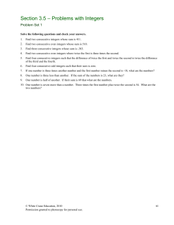 Section 3.5 &ndash; Problems with Integers