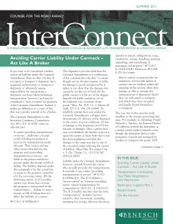 Avoiding Carrier Liability Under Carmack &ndash; Act Like