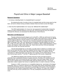 Payroll and Wins in Major League Baseball