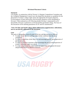 Divisional Placement Criteria Statement USA Rugby, in conjunction