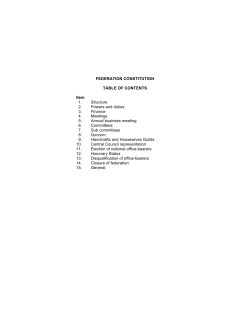FEDERATION CONSTITUTION TABLE OF CONTENTS Item 1