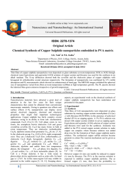 Chemical Synthesis of Copper Sulphide