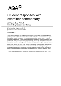 AS Psychology Student responses with examiner commentary