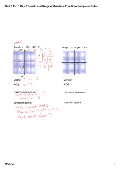 Unit F Part 1 Day 2 Domain and Range of Quadratic Functions