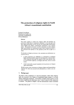 The protection of religious rights in South Africa`s transitional