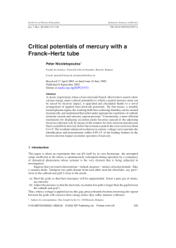 Critical potentials of mercury with a Franck&ndash;Hertz tube