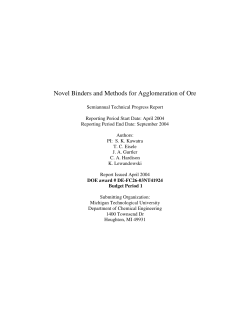 Novel Binders and Methods for Agglomeration of Ore