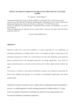 EFFECT OF SURFACE GROOVES ON THE STATIC FRICTION OF