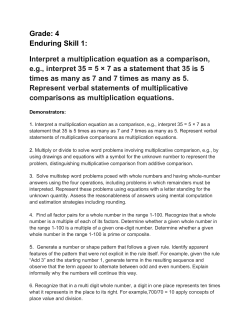 Grade: 4 Enduring Skill 1: Interpret a multiplication equation as a