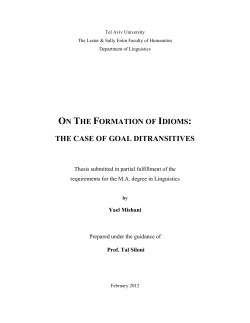 ON THE FORMATION OF IDIOMS: THE CASE OF GOAL