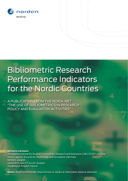Bibliometric Research Performance Indicators for the