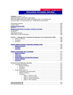 LESSON 8 Grades 4 - 12 INNOVENTIONS