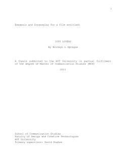 Exegesis and Screenplay for a film entitled: 1000 LOVERS By