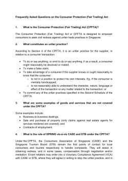 Frequently Asked Questions on the Consumer Protection (Fair