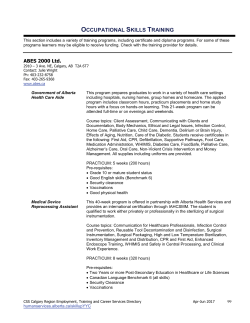 Occupational Skills Training - Alberta Human Services