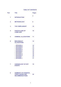 1 TABLE OF CONTENTS Part Title Pages 1 INTRODUCTION 4 2