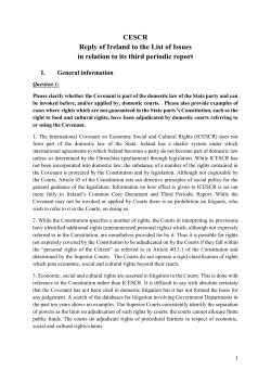 CESCR Reply of Ireland to the List of Issues in relation to its