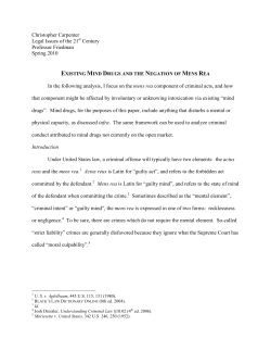 Existing Mind Drugs and The Negation of Mens Rea