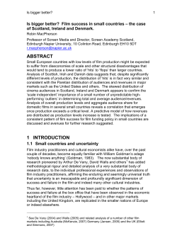 Is bigger better and should small countries` film funds play safe