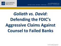 FDIC v. Counsel Claims - Professional Liability Defense Federation