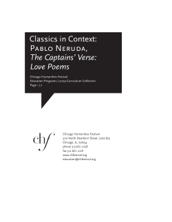 Classics in Context: Pablo Neruda, The Captains` Verse: Love Poems