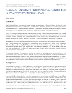 CLEMSON UNIVERSITY INTERNATIONAL CENTER FOR