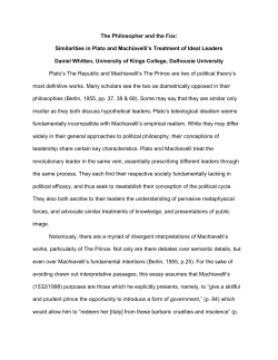 Similarities in Plato and Machiavelli`s Treatment of Ideal Leaders