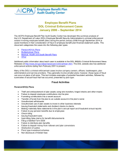 Employee Benefit Plans DOL Criminal Enforcement Cases