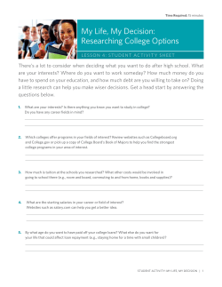My Life, My Decision: Researching College Options
