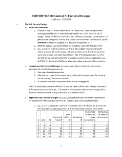 CMU MSP 36618 Handout 5: Factorial Designs