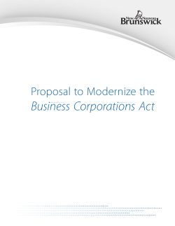 Proposal to Modernize the Business Corporations Act