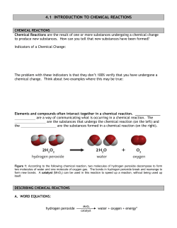 4.1 INTRODUCTION TO CHEMICAL REACTIONS