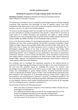 SLE 2017 workshop proposal Modelling the acquisition of foreign