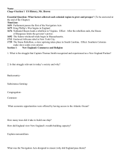 Name: Chap 4 Section 1 US History, Mr. Brown Essential Quest