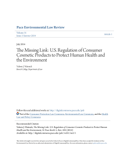 The Missing Link: US Regulation of Consumer Cosmetic Products to