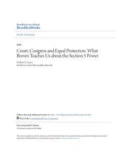 Court, Congress and Equal Protection: What Brown Teaches Us