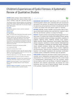 Children`s Experiences of Cystic Fibrosis: A Systematic