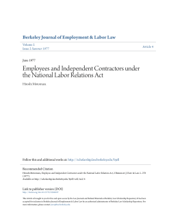 COMMENT Employees and Independent Contractors Under the