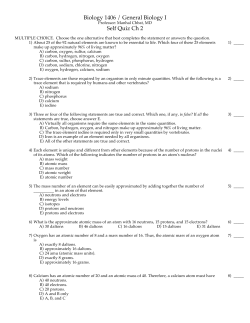 Biology 1406 / General Biology I Self Quiz Ch 2