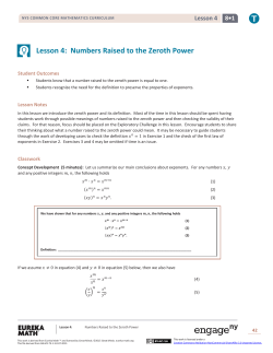 Lesson 4: Numbers Raised to the Zeroth Power